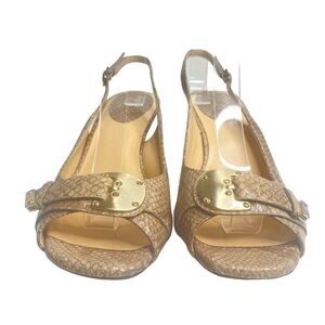 Cole Haan Eliana Nike Air tan snake skin print gold buckle slingback size 8.5
